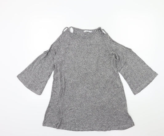 Pull&Bear Womens Grey   Pullover Jumper Size S  - Open Shoulder
