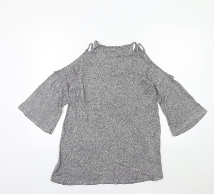 Pull&Bear Womens Grey   Pullover Jumper Size S  - Open Shoulder