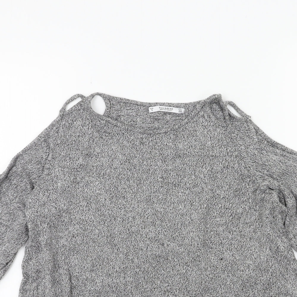 Pull&Bear Womens Grey   Pullover Jumper Size S  - Open Shoulder