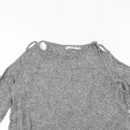 Pull&Bear Womens Grey   Pullover Jumper Size S  - Open Shoulder