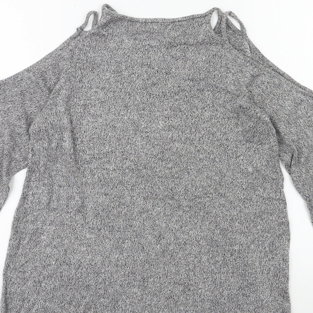 Pull&Bear Womens Grey   Pullover Jumper Size S  - Open Shoulder