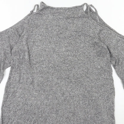 Pull&Bear Womens Grey   Pullover Jumper Size S  - Open Shoulder