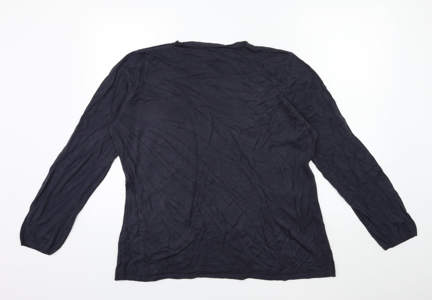 Marks and Spencer Womens Blue Floral Knit Pullover Jumper Size 18