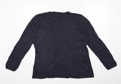 Marks and Spencer Womens Blue Floral Knit Pullover Jumper Size 18