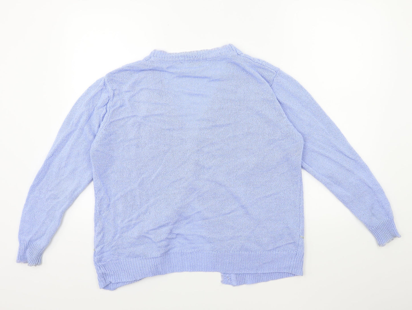 reflect Womens Blue Floral Knit Cardigan Jumper Size M