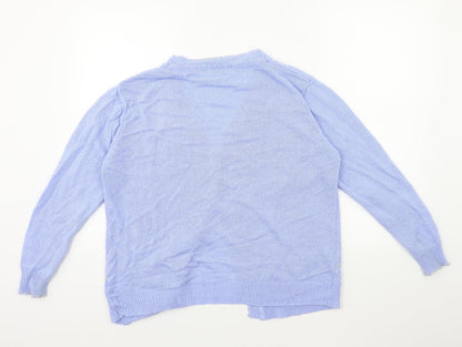reflect Womens Blue Floral Knit Cardigan Jumper Size M