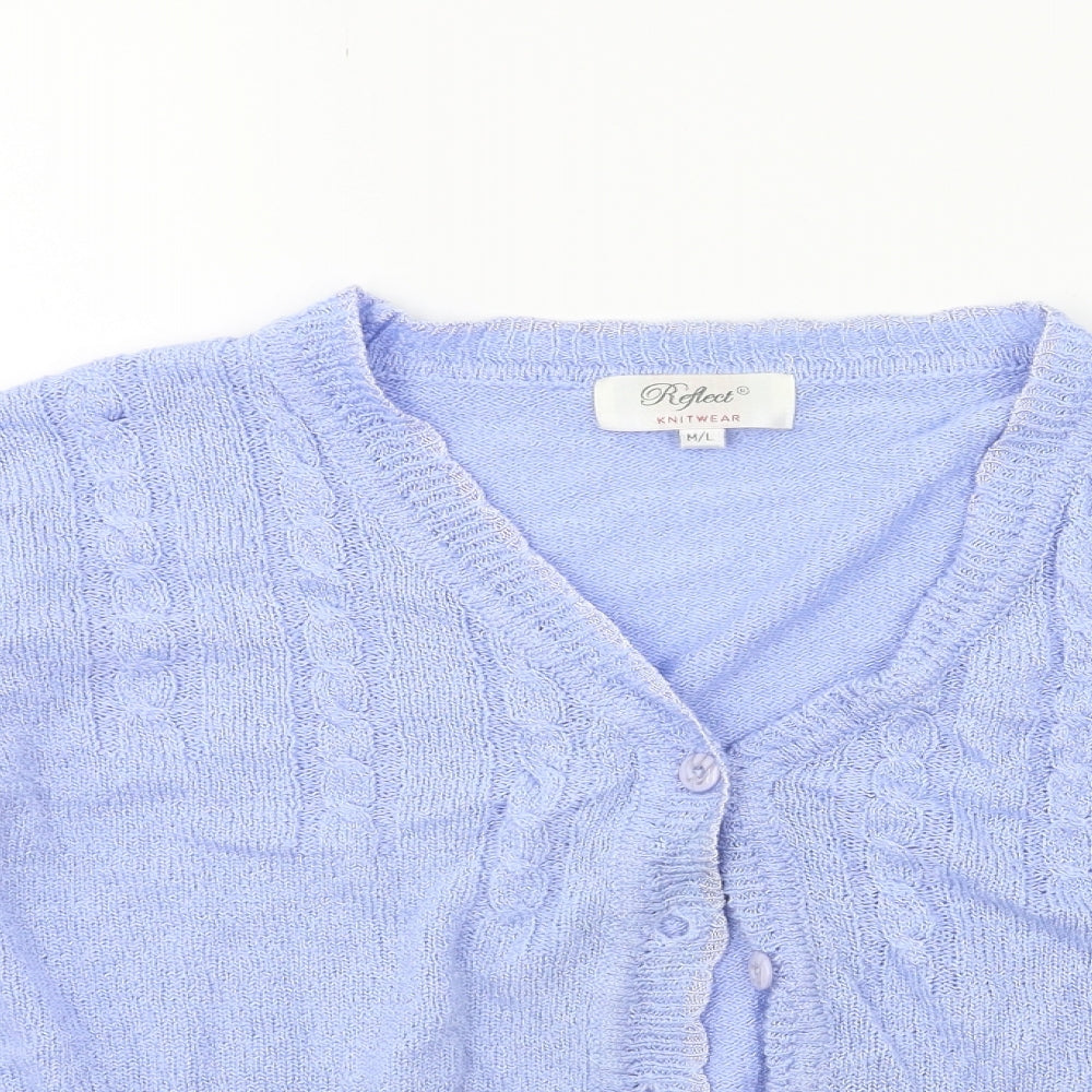 reflect Womens Blue Floral Knit Cardigan Jumper Size M