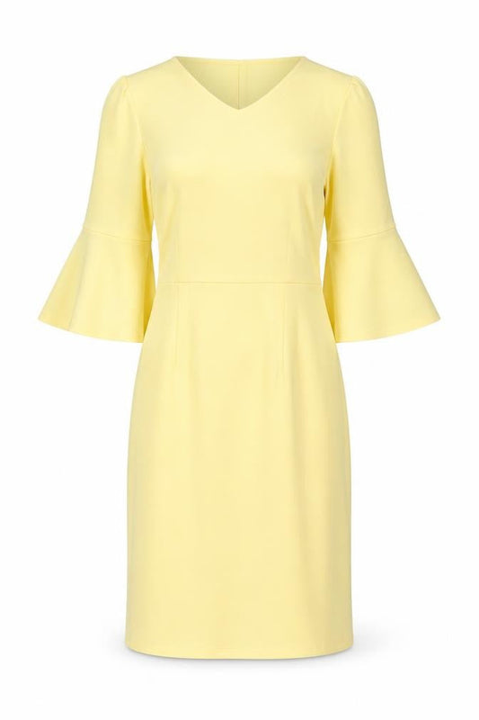 Front view of Collection London women’s yellow jersey a-line, size UK 8