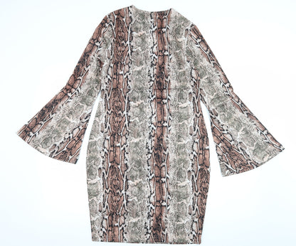 Body Flirt Womens Pink Animal Print  A-Line  Size 8