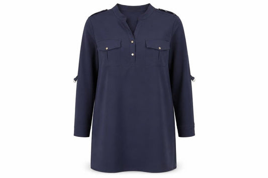 Front view of Fashion Union women’s blue shift, size UK 12