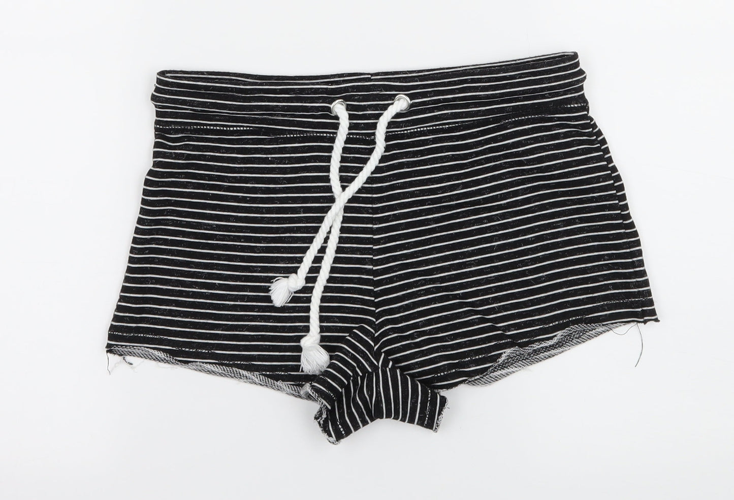 Primark Womens Black Striped Jersey Sweat Shorts Size 4
