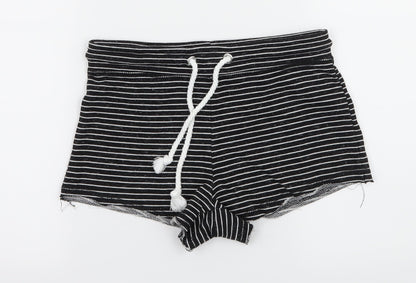 Primark Womens Black Striped Jersey Sweat Shorts Size 4