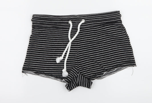 Primark Womens Black Striped Jersey Sweat Shorts Size 4