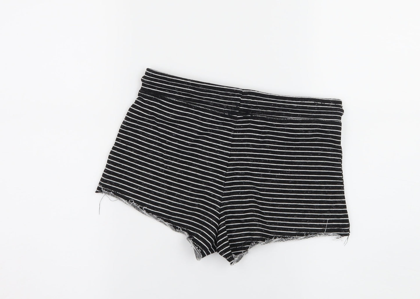 Primark Womens Black Striped Jersey Sweat Shorts Size 4