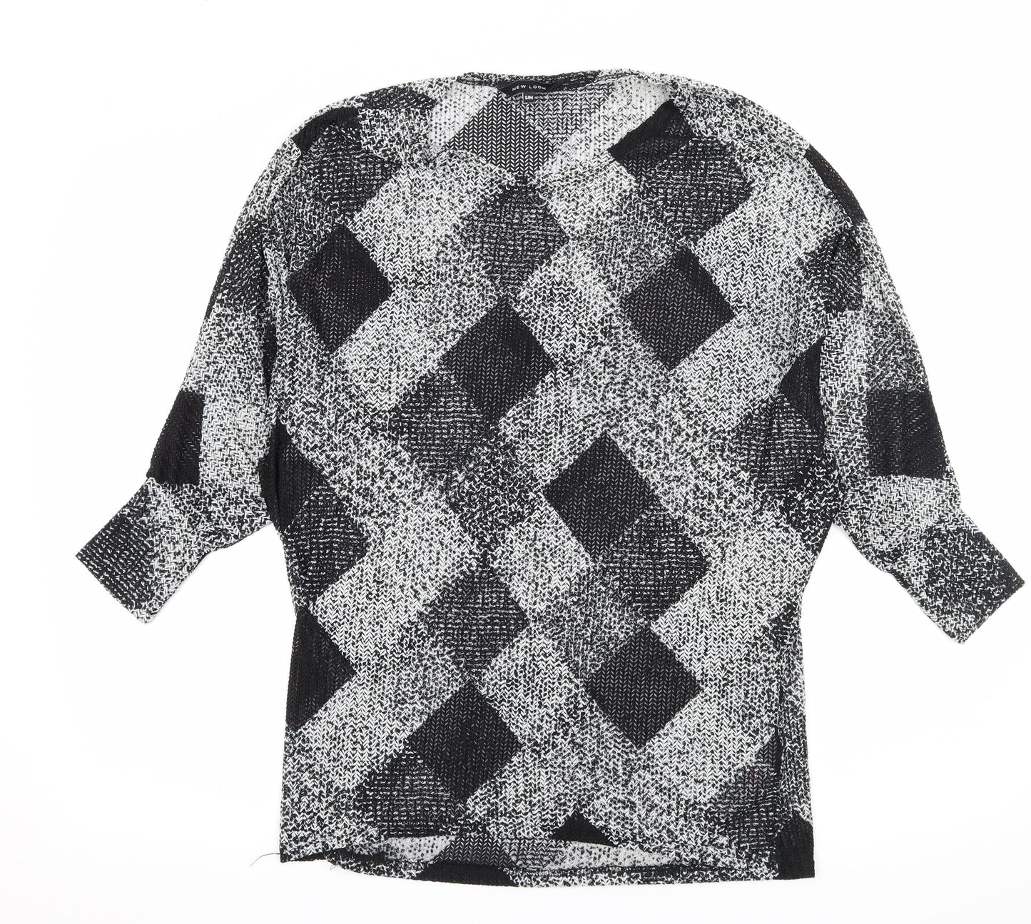 New Look Womens Black Argyle/Diamond Knit Pullover Jumper Size S