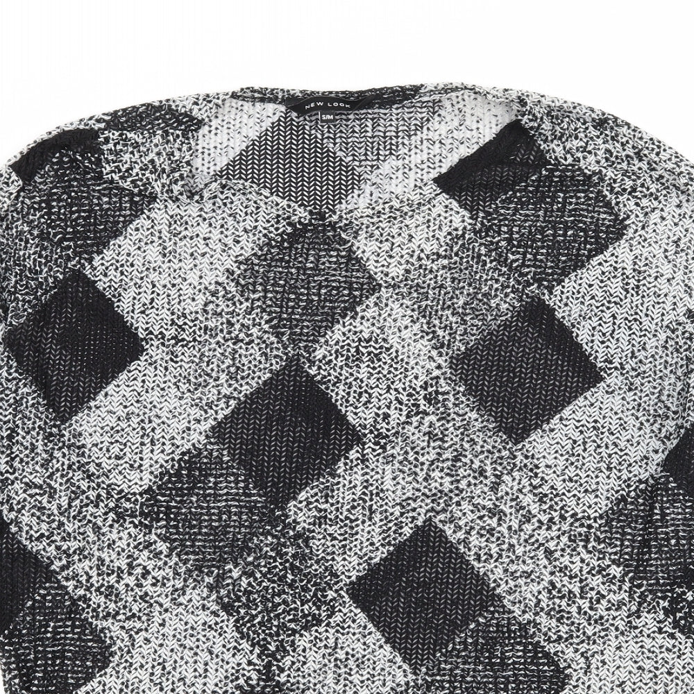 New Look Womens Black Argyle/Diamond Knit Pullover Jumper Size S