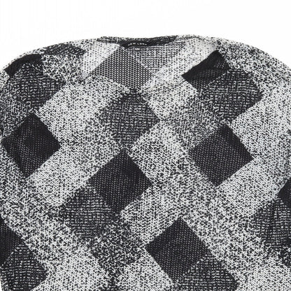 New Look Womens Black Argyle/Diamond Knit Pullover Jumper Size S
