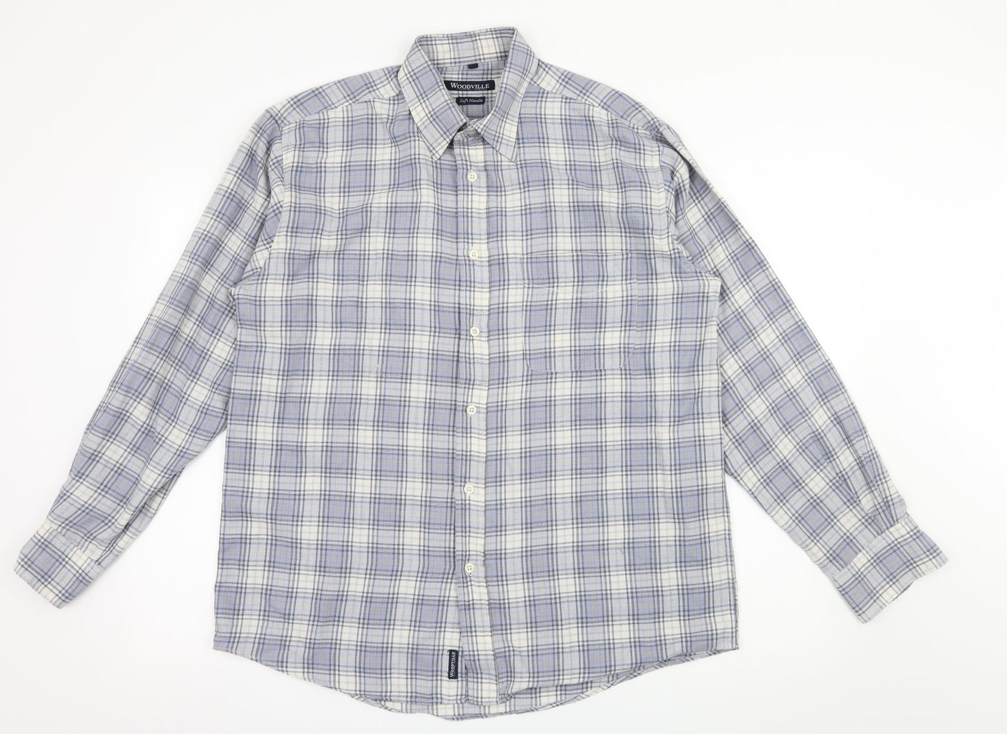 Woodville Mens Blue Check   Button-Up Size M