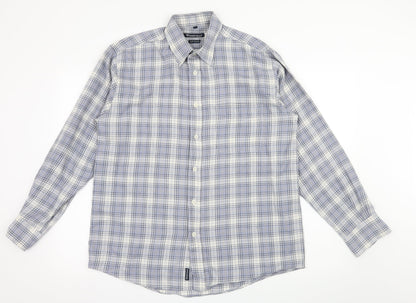 Woodville Mens Blue Check   Button-Up Size M