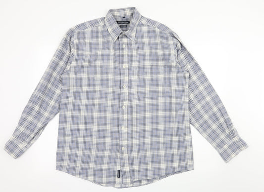 Woodville Mens Blue Check   Button-Up Size M