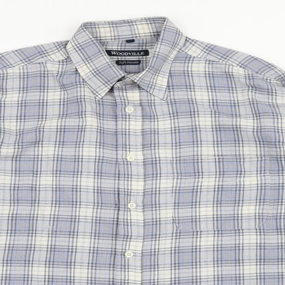 Woodville Mens Blue Check   Button-Up Size M