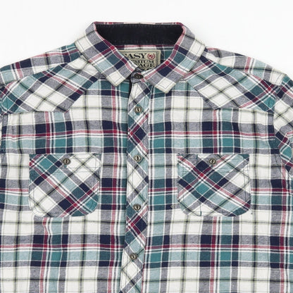 Mens UK Size M Easy Blue  Button-Up Long Sleeve Casual Shirt