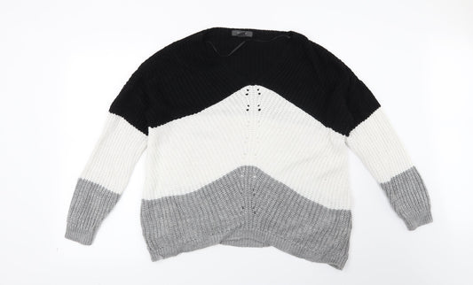 Primark Womens Black Striped  Pullover Jumper Size 6