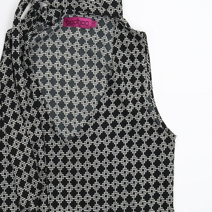 Boohoo Womens Black Geometric  Basic T-Shirt Size 10