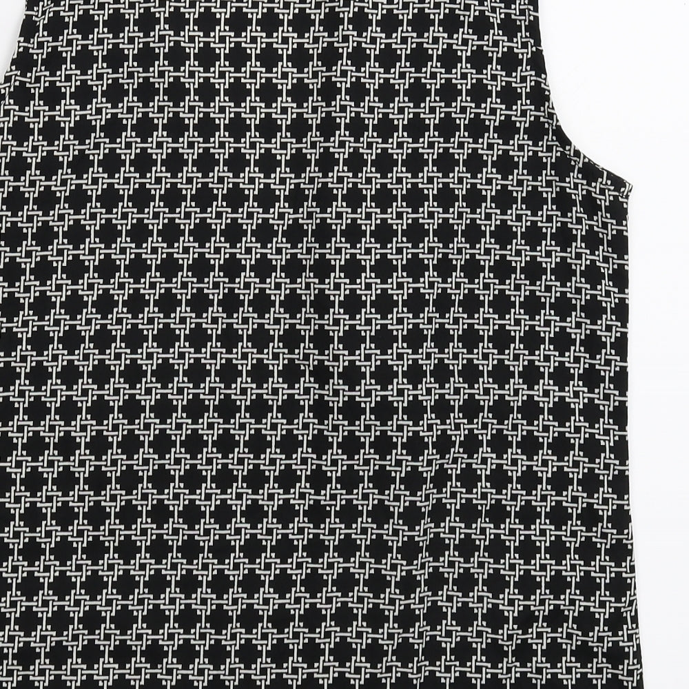 Boohoo Womens Black Geometric  Basic T-Shirt Size 10