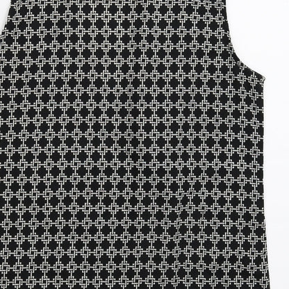 Boohoo Womens Black Geometric  Basic T-Shirt Size 10