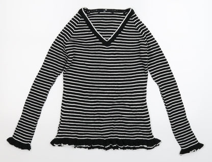 Very Womens Black Striped Knit Pullover Jumper Size 10