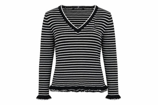 Very Womens Black Striped Knit Pullover Jumper Size 10