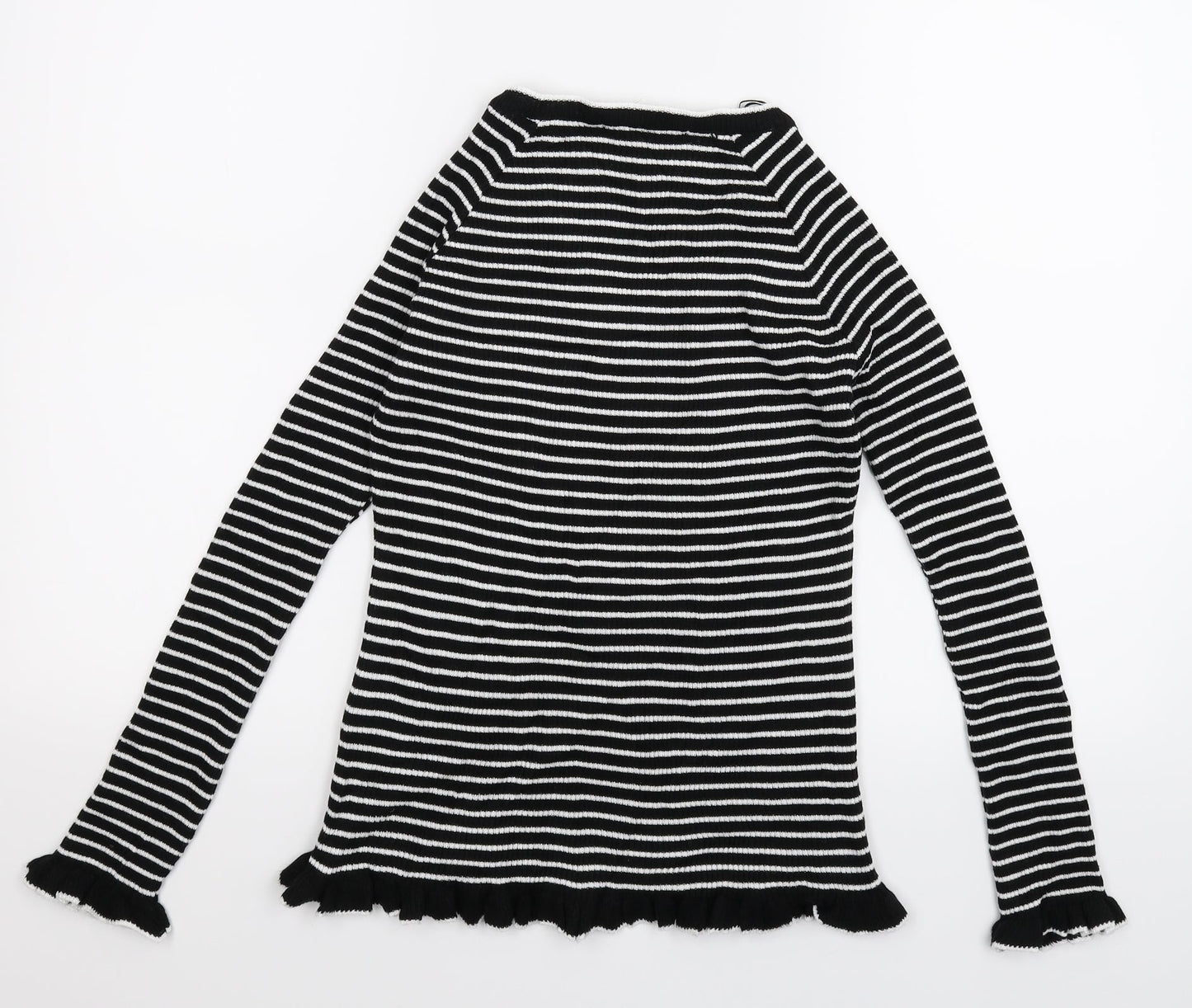 Very Womens Black Striped Knit Pullover Jumper Size 10