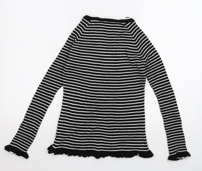 Very Womens Black Striped Knit Pullover Jumper Size 10