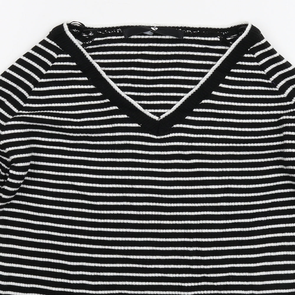 Very Womens Black Striped Knit Pullover Jumper Size 10