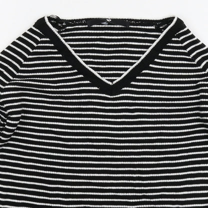 Very Womens Black Striped Knit Pullover Jumper Size 10