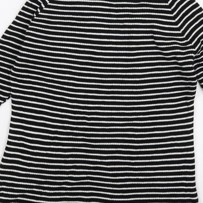 Very Womens Black Striped Knit Pullover Jumper Size 10