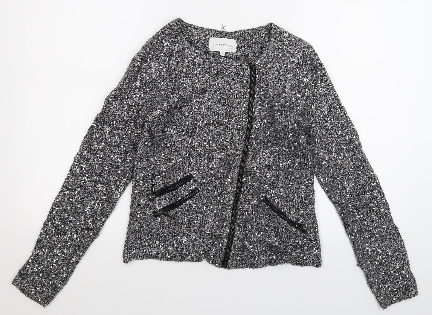 Sud Express Womens Grey  Knit Cardigan Jumper Size S