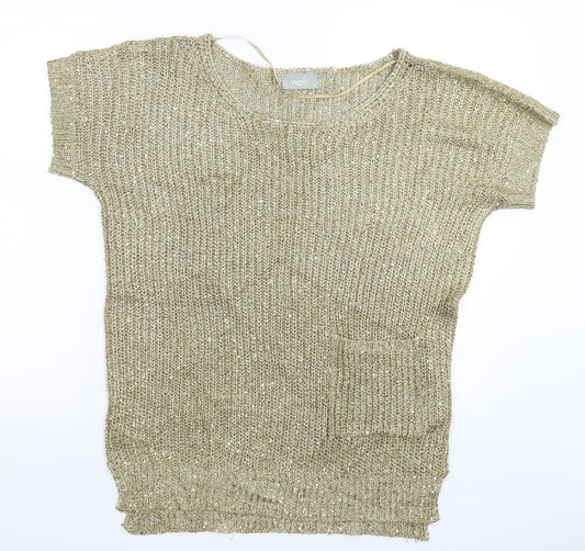 Wallis Womens Gold  Knit Pullover Jumper Size S  - Oversized