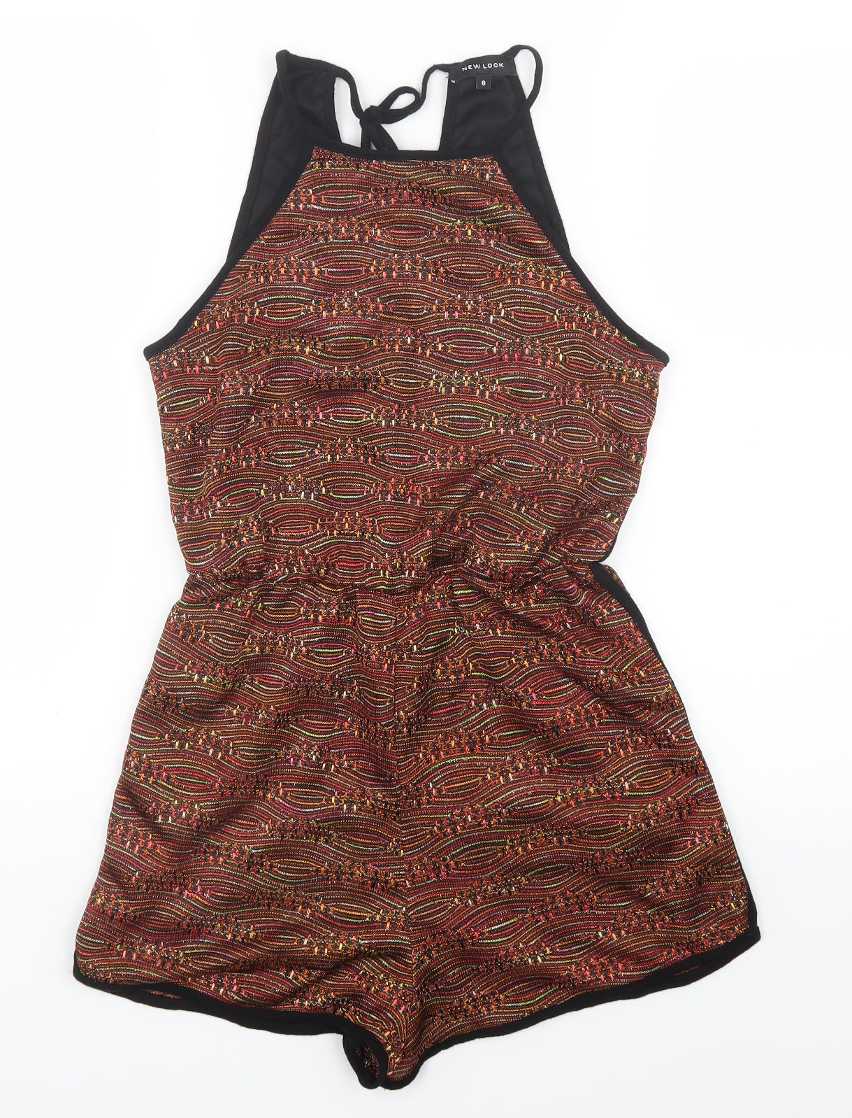 New Look Womens Gold Striped  Playsuit One-Piece Size 8