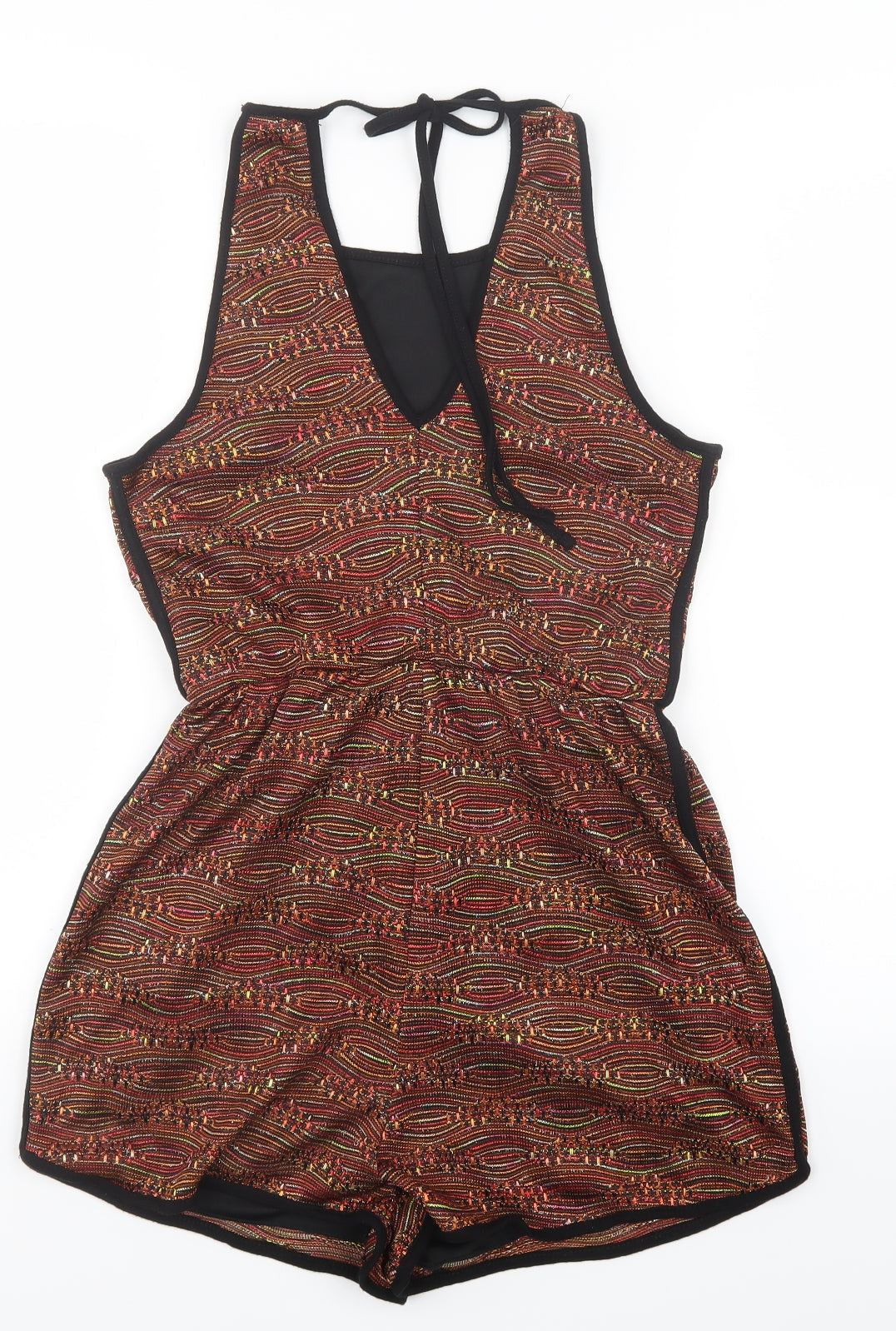 New Look Womens Gold Striped  Playsuit One-Piece Size 8