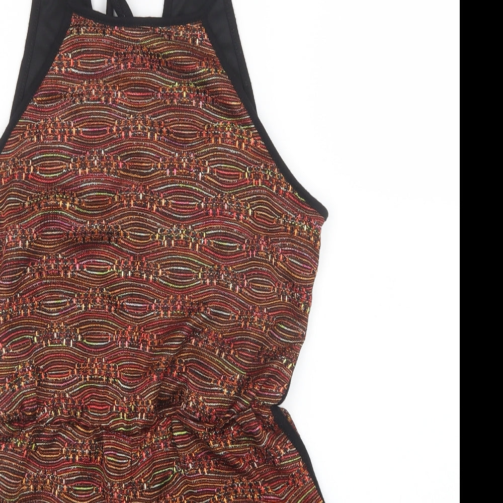 New Look Womens Gold Striped  Playsuit One-Piece Size 8