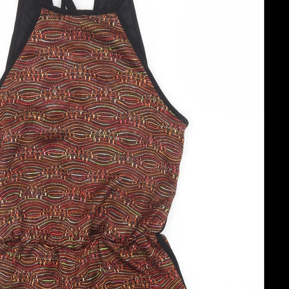 New Look Womens Gold Striped  Playsuit One-Piece Size 8