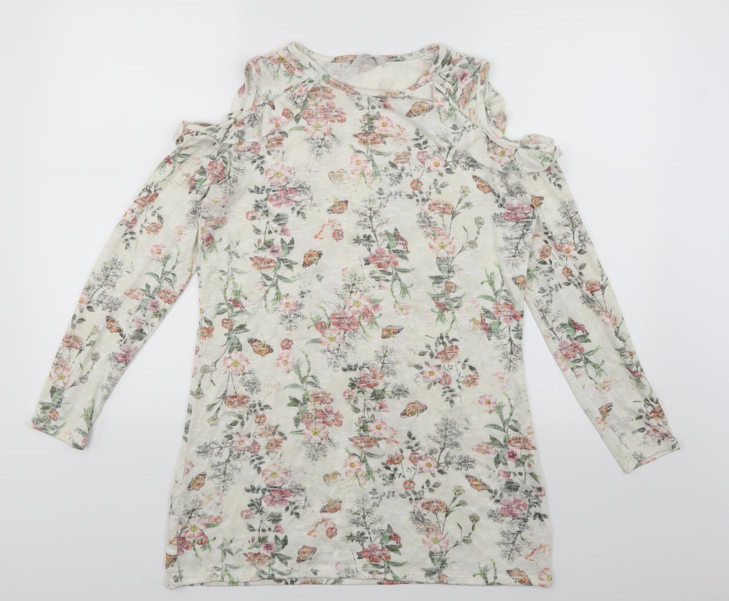 George Womens White Floral  Mini  Size 12  - Butterflies
