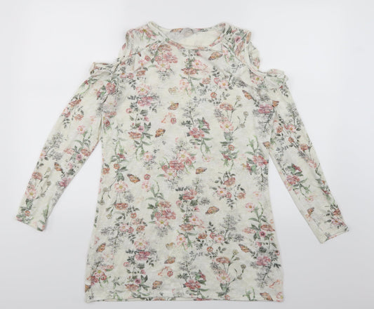 George Womens White Floral  Mini  Size 12  - Butterflies