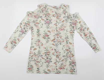 George Womens White Floral  Mini  Size 12  - Butterflies