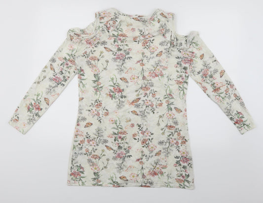 George Womens White Floral  Mini  Size 12  - Butterflies