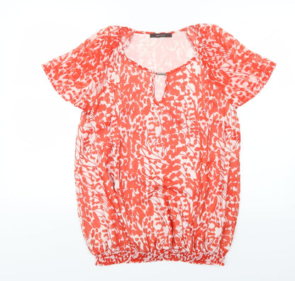 Savior Womens Red Floral  Basic Blouse Size 12