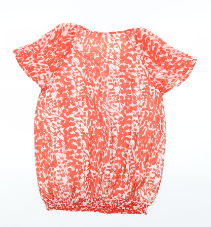 Savior Womens Red Floral  Basic Blouse Size 12
