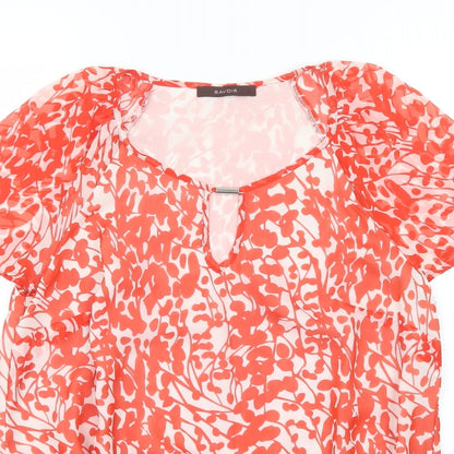 Savior Womens Red Floral  Basic Blouse Size 12